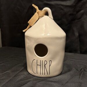Rae Dunn Cream Birdhouse with Tan Ribbon
